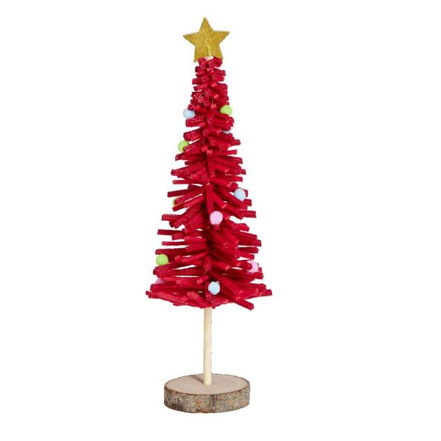 Sapin en feutrine et bois &agrave; poser H25cm - 4 mod&egrave;les