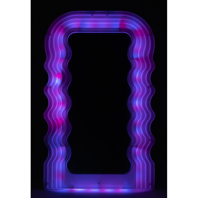 Miroir LED 4 couleurs bords ondulés avec télécommande