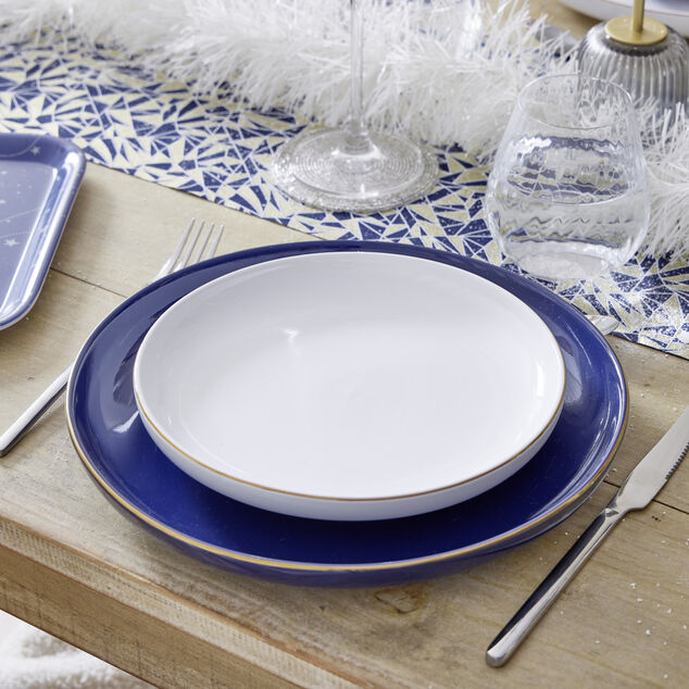 Assiette &agrave; dessert ronde Oslo blanche bord dor&eacute; &Oslash;19cm