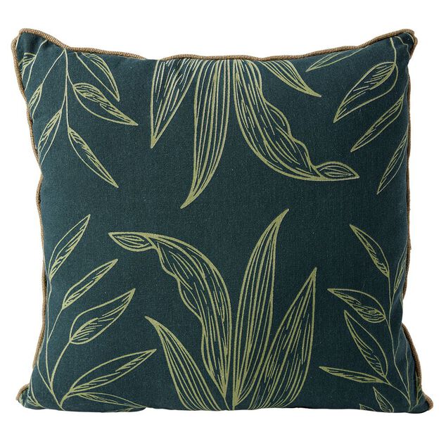 Coussin d&eacute;co feuille 45x45cm vert
