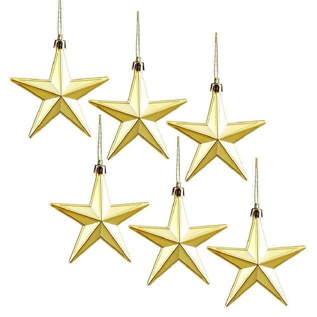 Suspension de No&euml;l &Eacute;toile dor&eacute;e H9 cm x6
