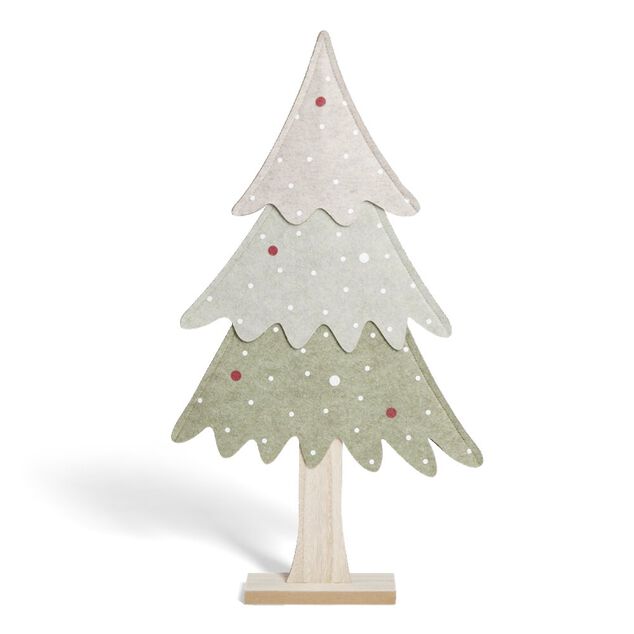 Sapin &agrave; poser bois et feutrine vert H59cm