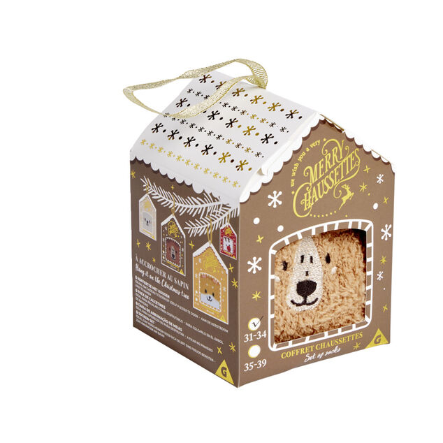 Chaussettes ours mixte marron TU