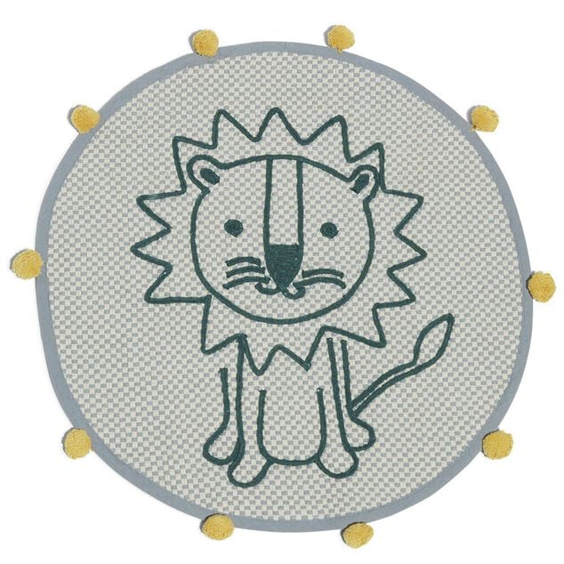 Tapis enfant rond imprim&eacute; lion &oslash;60 cm