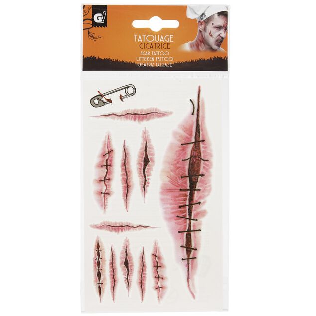 Kit tatouages cicatrices Halloween (4 mod&egrave;les)