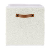 Pani&egrave;re carr&eacute;e Box Cube tissu bouclette blanc 31x31xH29cm