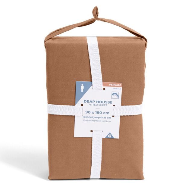 Drap housse 90x190cm 100% coton percale rouge