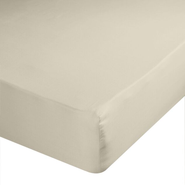 Drap housse 90x190cm 100% coton percale beige