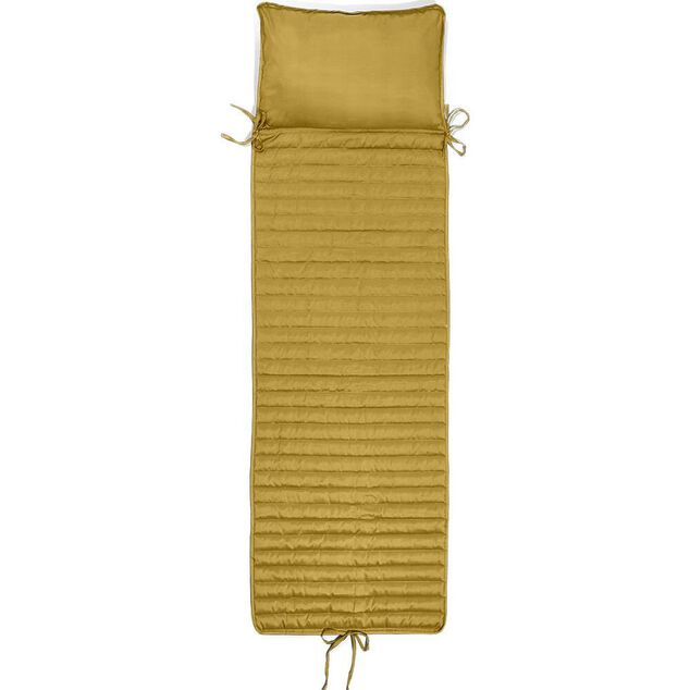 Coussin de bain de soleil avec repose-t&ecirc;te int&eacute;gr&eacute; - Ocre - 180x60cm