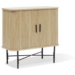 Buffet Gr&egrave;ge bois naturel et noir - L80xP39,5xH79 cm