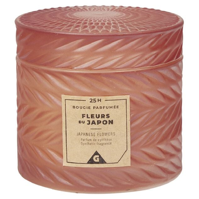 Bougie parfumée rose design relief senteur fleurs du Japon 25H