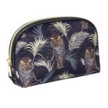 Trousse de toilette bleu marine motif exotique feuillages et tigres 18x7xH10cm