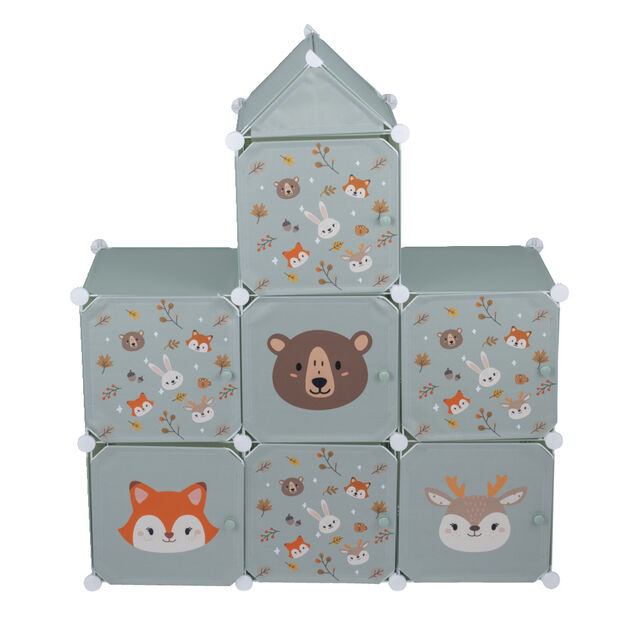 Meuble de rangement enfant forme maison 7 cases modulables 92x32xH108cm