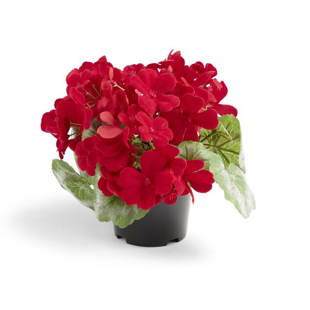 Pot fleur artificielle hortensia rouge 3 tiges H20cm