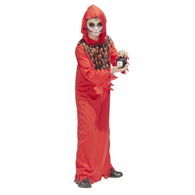 D&eacute;guisement Halloween enfant diable cagoule et tunique rouge 7/10ans