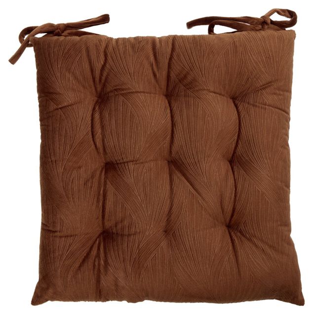 Galette de chaise carr&eacute;e velours emboss&eacute; 9 points polyester uni (3 mod&egrave;les)