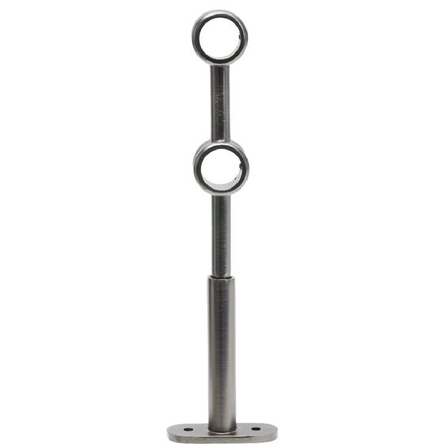 Support double extensible m&eacute;tal gris pour tringle &Oslash;2xL17,5/20cm