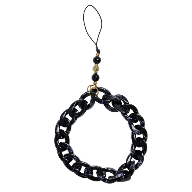 Bijou de téléphone maille plastique noir L17cm