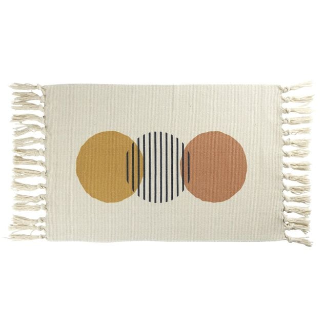 Tapis salle de bain &agrave; franges design ronds 45x70cm