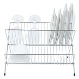 Égouttoir pliable en métal gris 36x31xH22cm