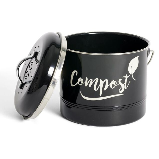 Mini poubelle de cuisine compost noir &Oslash;18xH21cm