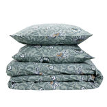 Parure de lit 2 personnes 240x220cm coton motif végétal bleu et vert