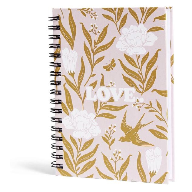 Carnet spirale A6 à ligne thème Love floral 160 pages