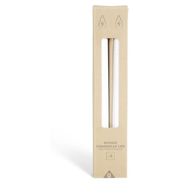 Bougie chandelle LED stri&eacute;e blanche x2