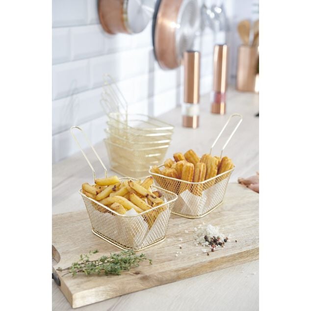 Panier de pr&eacute;sentation m&eacute;tal dor&eacute; ou argent&eacute; 24x11xH13,5cm