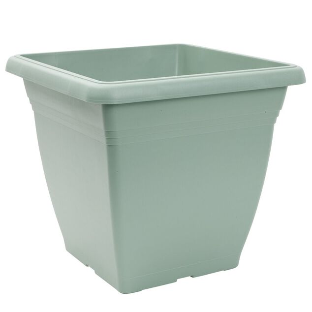 Pot de fleur carr&eacute; 32L plastique vert laurier 40x40xH36cm