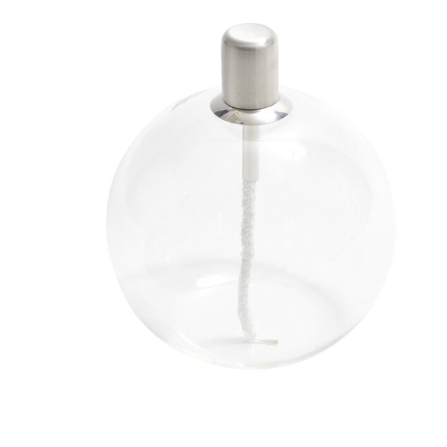 Lampe &agrave; huile ronde en verre et m&egrave;che coton H13cm
