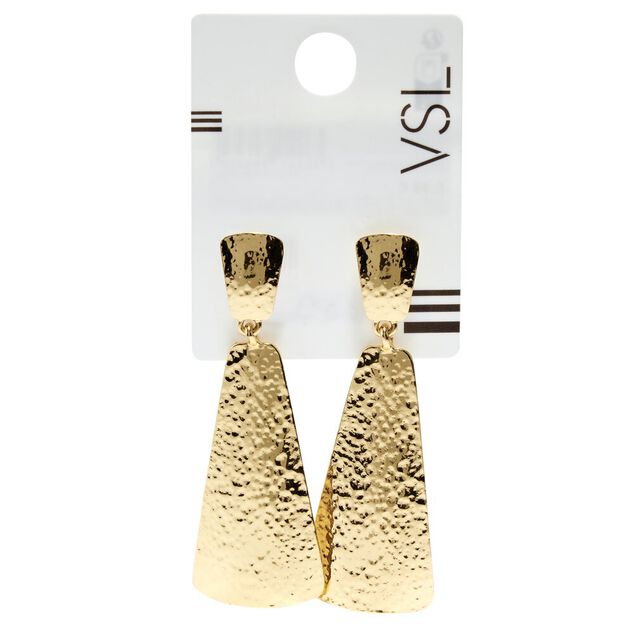 Boucles d'oreilles tombantes zinc martel&eacute; dor&eacute;