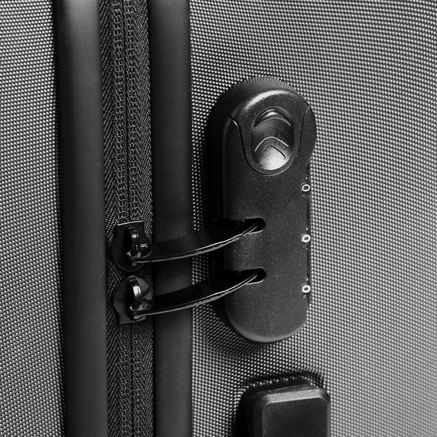 Valise trolley 77L rigide large 4 roues plastique noir 47,5x28,5xH72cm