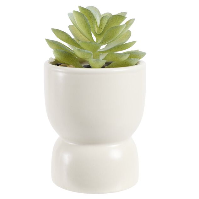 Plante grasse artificielle dans pot argile &Oslash;6,5xH12cm (3 mod&egrave;les)