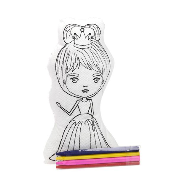 Coussin &agrave; colorier et ses 4 crayons