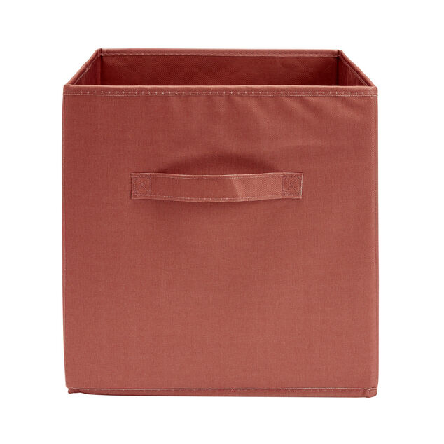 Pani&egrave;re de rangement Box Cube cartonn&eacute;e rouge terracotta 31x31xH29cm