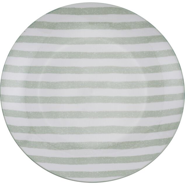 Assiette porcelaine x4 rayures blanches et colorées Ø24cm