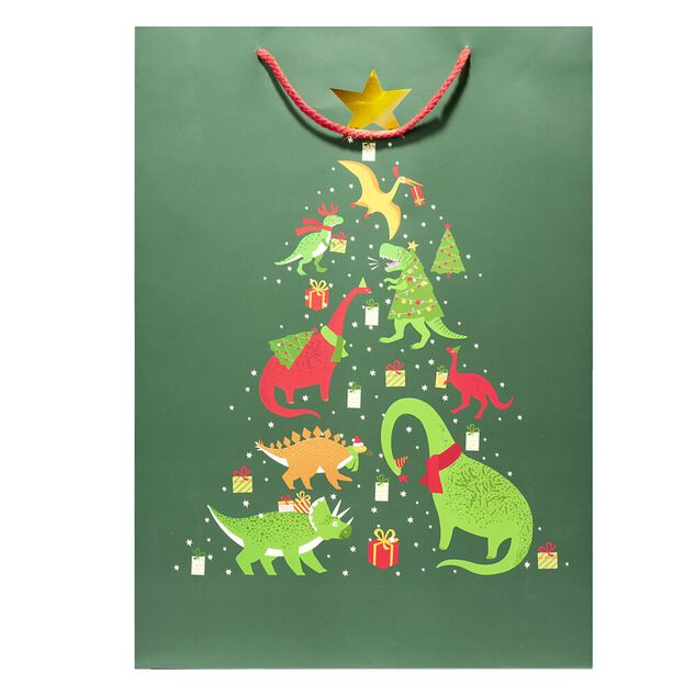 Sac cadeau Noël enfant licorne ou dinosaure 33xH46cm - 2 modèles
