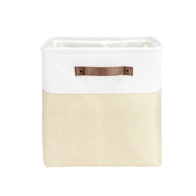 Pani&egrave;re de rangement Box Cube tissu 31x31xH29cm (2 mod&egrave;les beige ou gris)