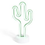 Lampe d'ambiance n&eacute;on &agrave; poser forme cactus vert 13x10xH25cm