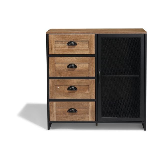 Buffet Laura noir et miel - L80 x P35 x H82 cm