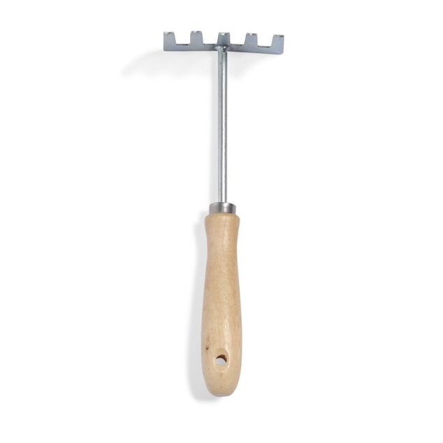 Râteau à fleurs 5 dents métal manche bois L26.5cm