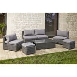 Salon de jardin Imbrik 6 places plastique tress&eacute; et acier gris (6 pi&egrave;ces)