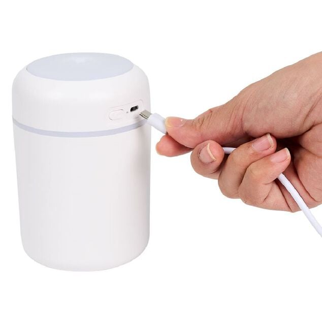 Mini humidificateur &eacute;lectrique USB plastique blanc &Oslash;7,8xH11,9cm