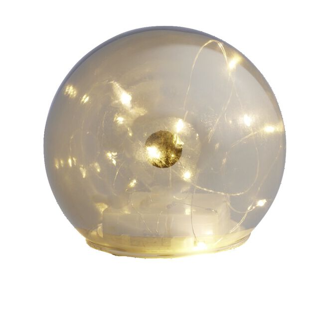 Boule d&eacute;co LED verre et m&eacute;tal gris argent &Oslash;12cm