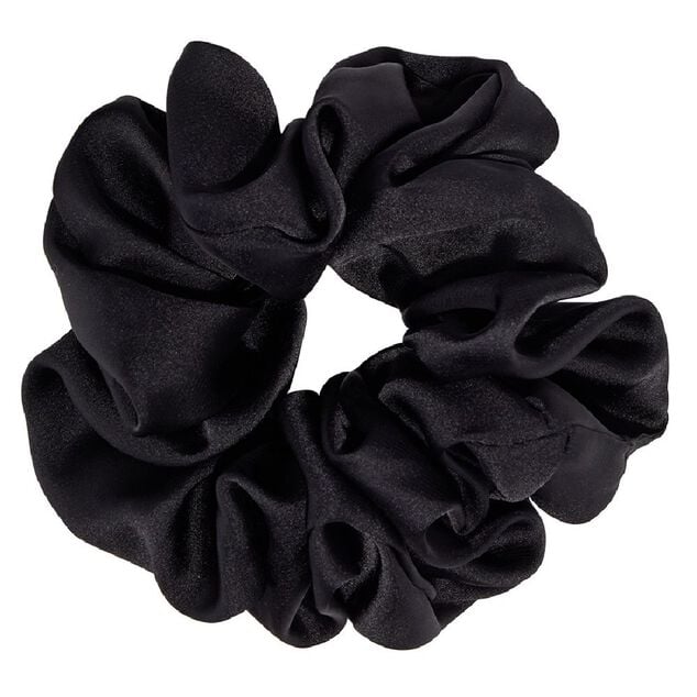 Chouchou effet satin&eacute; noir &Oslash;10cm