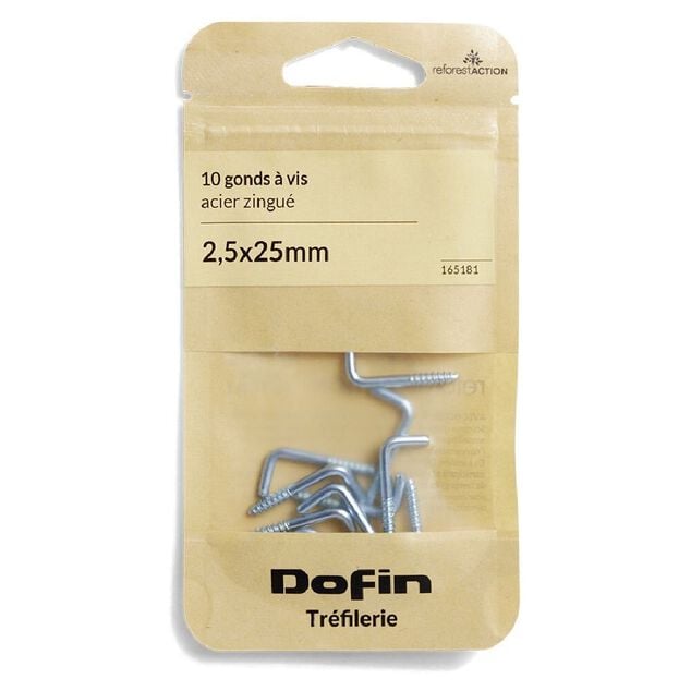 10 gonds &agrave; vis acier zingu&eacute; - 2,5x25 mm
