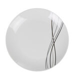 Assiette à dessert ronde blanche lignes gris noir Line