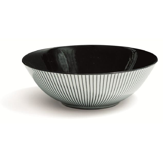 Assiette creuse d&eacute;cor rayon noir &Oslash;18cm