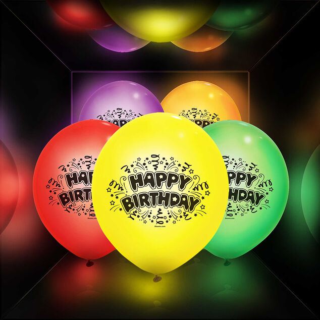 Ballon led color&eacute; Happy Birthday x 5